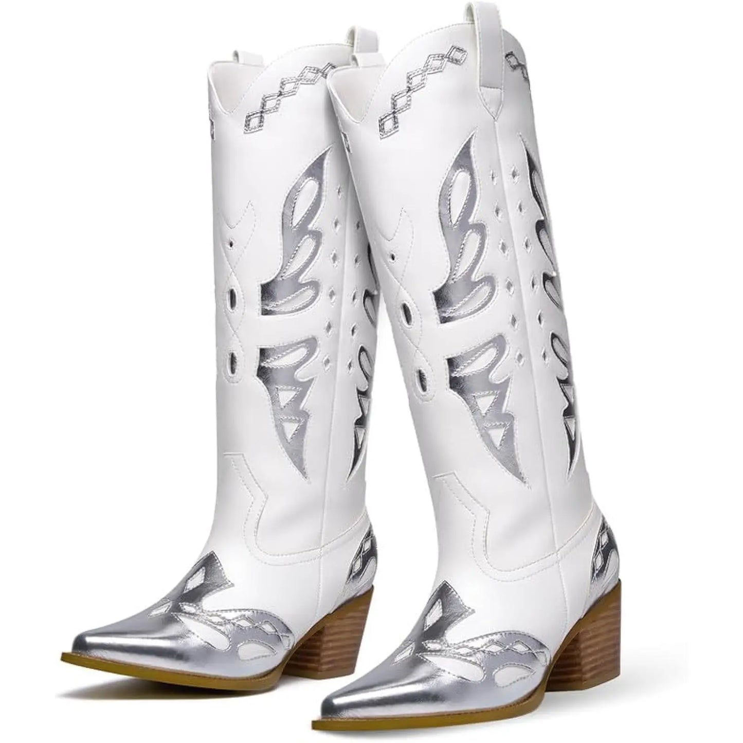 Women's metallic western boots with pointed toe
