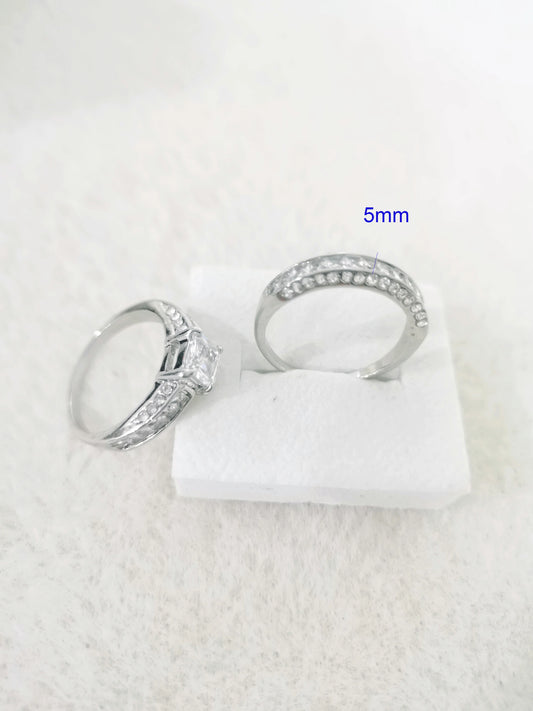 2pcs/set Alliance Engagement Wedding Rings