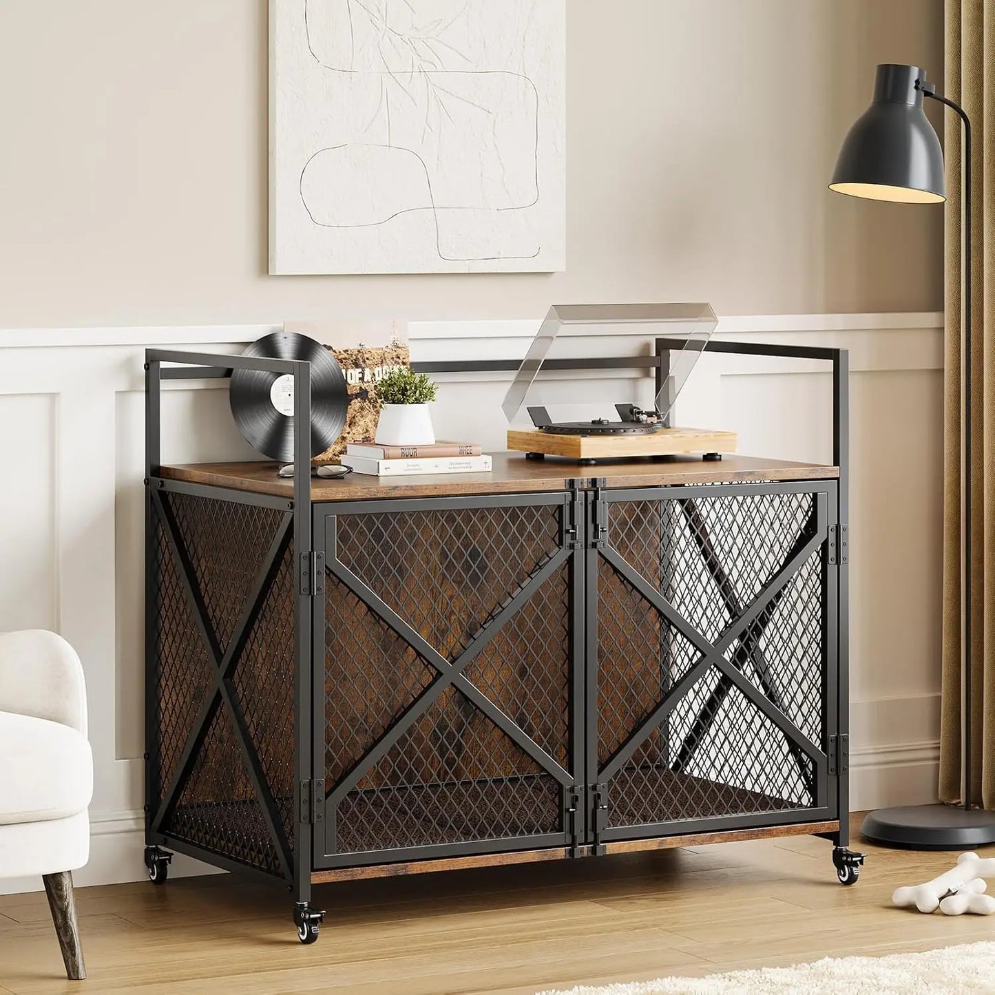 Large Wooden Dog Crate/ End Table