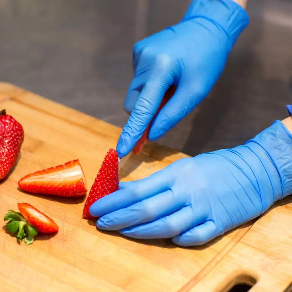 Disposable Vinyl Exam Gloves, 4 Mil-Thick -Latex Free Powder Free, Food Safe, Cleaning Gloves-Blue, 100 count