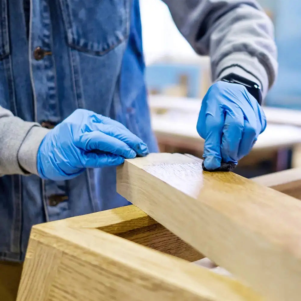 Disposable Vinyl Exam Gloves, 4 Mil-Thick -Latex Free Powder Free, Food Safe, Cleaning Gloves-Blue, 100 count