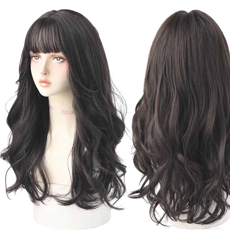 Long Wavy Synthetic Black Wigs For Women