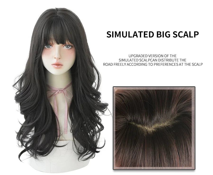 Long Wavy Synthetic Black Wigs For Women