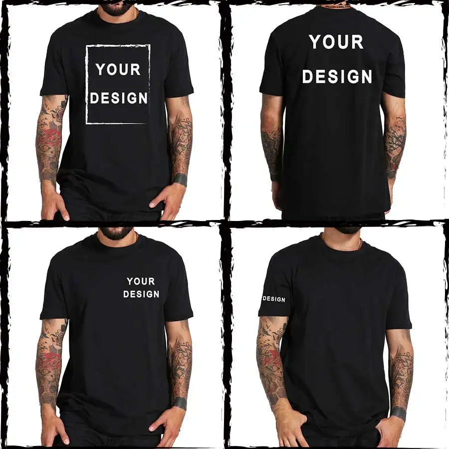 Custom T Shirt for Men Front Back Print Make Your Design Logo Text Gift made USA