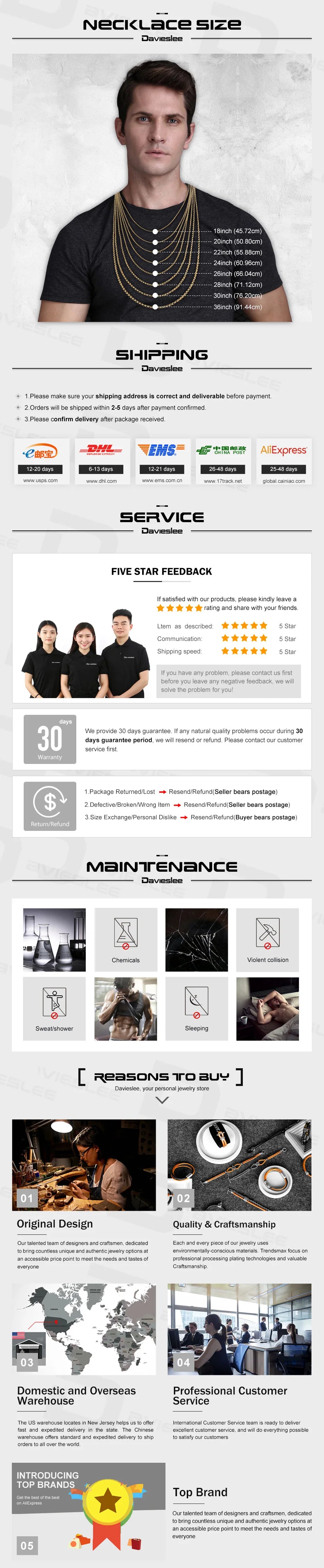 A-Z Pendant Letter Necklace for Men Stainless Steel Curb Cuban Chain