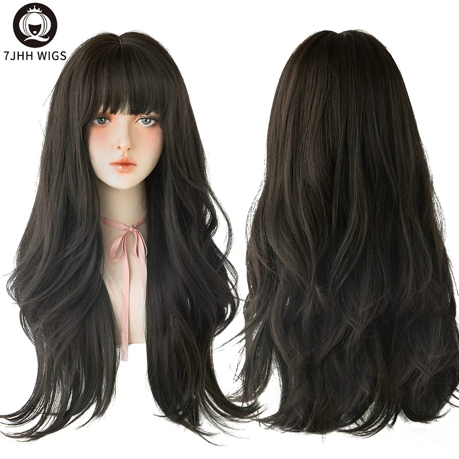 Long Wavy Synthetic Black Wigs For Women