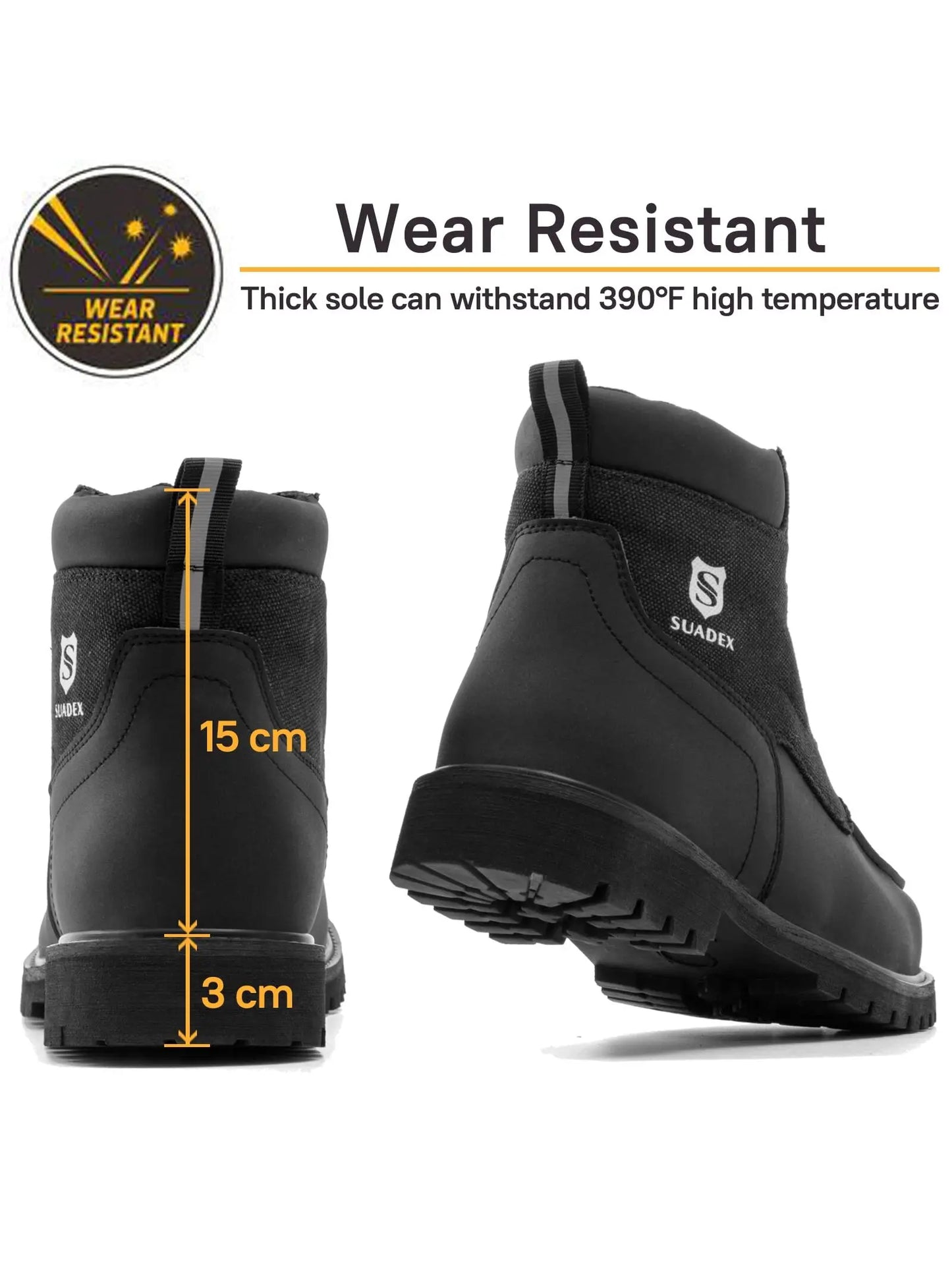 SUADEX Steel Toe Boots for Men Women Waterproof Indestructible Work Safety Boot