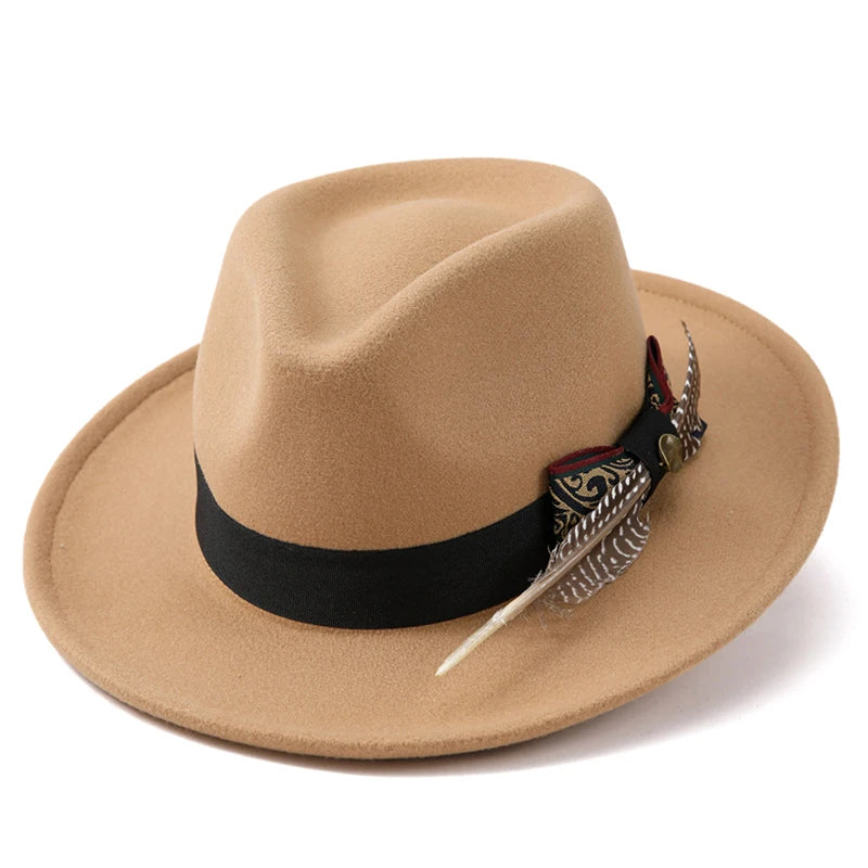 Unisex Classic Fedora Hat with Stylish Feather