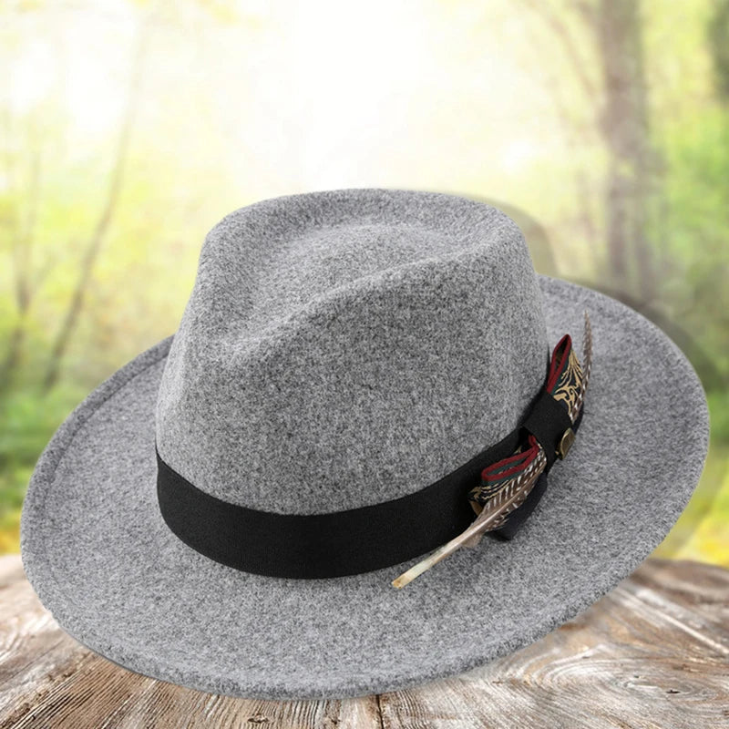 Unisex Classic Fedora Hat with Stylish Feather