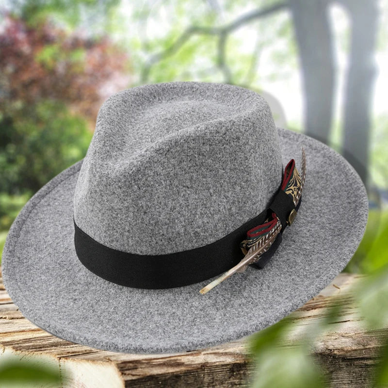 Unisex Classic Fedora Hat with Stylish Feather