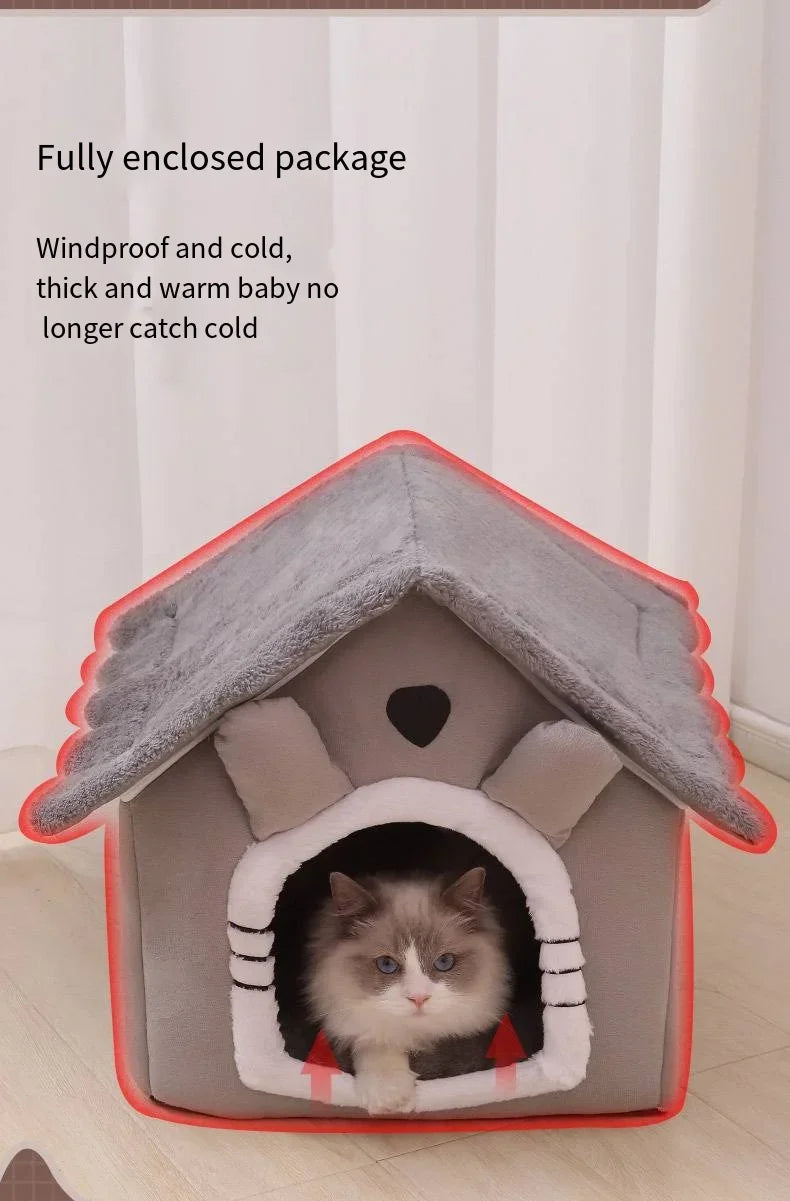 All Seasons Warm Washable Cat Dog House Indoor Soft Removable Cushion