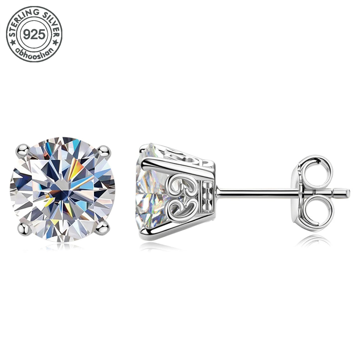 925 silver, moissanite stud earrings, men's earrings, women's earrings, set