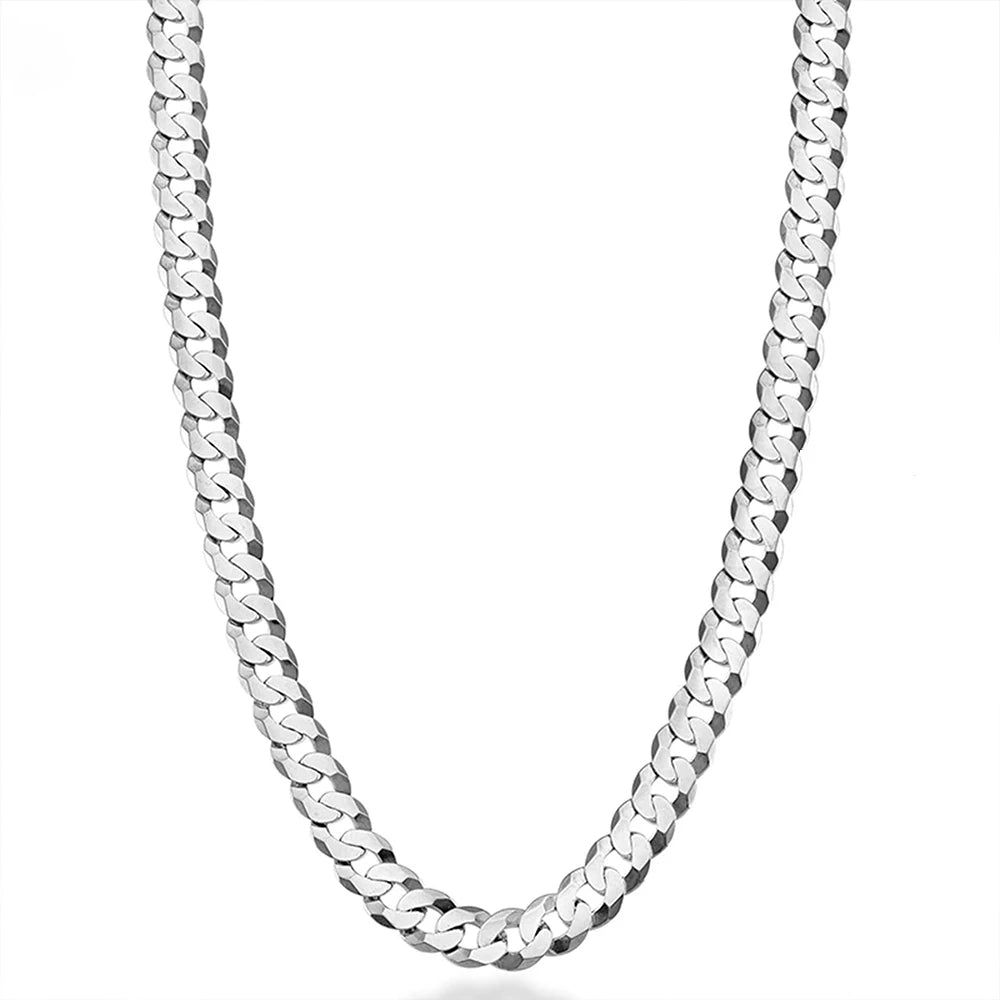 7mm Men's Cuban Link Chain 925 Sterling Silver Necklace