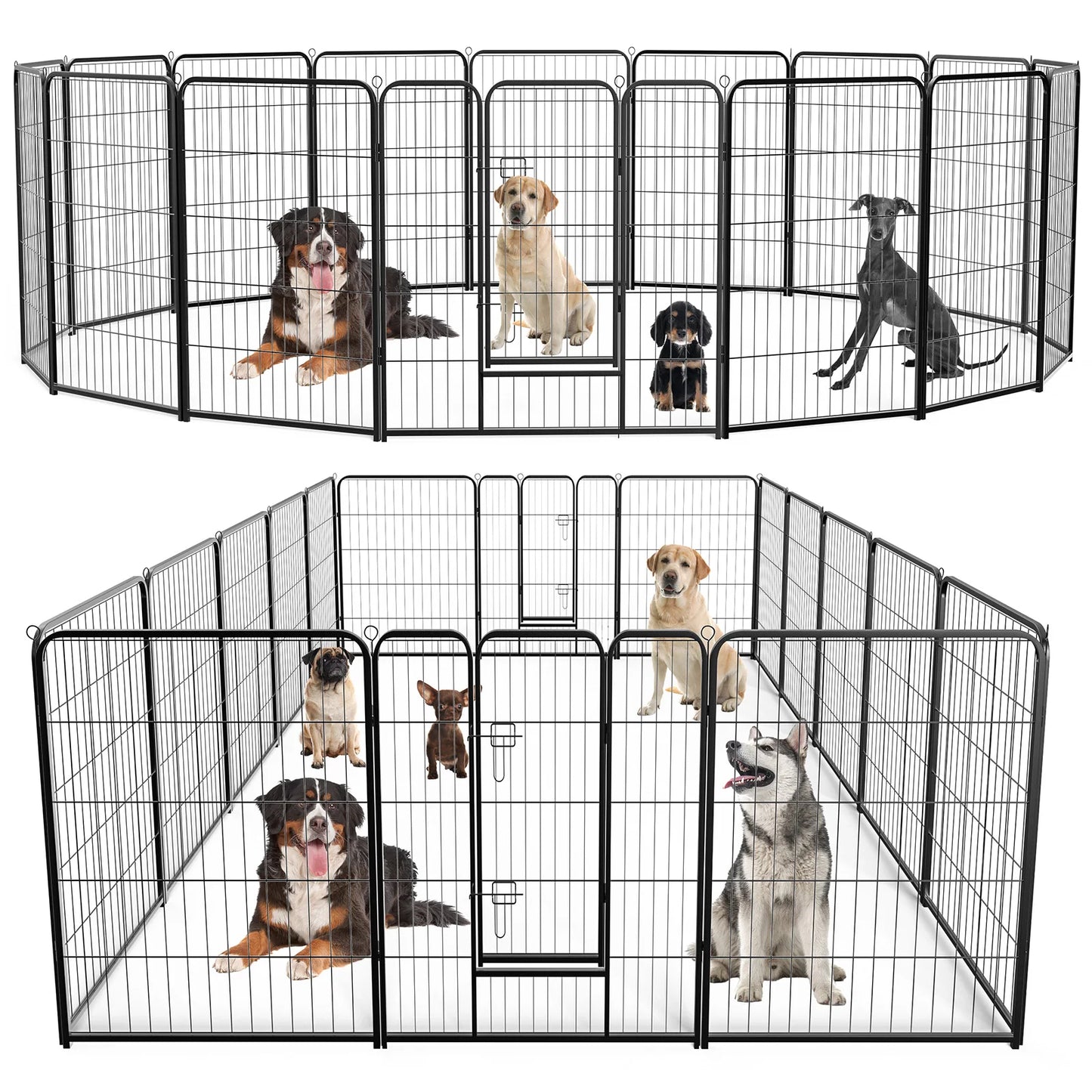 16 Panel Dog Playpen Indoor Pet Fence Exercise Yard Gate Heavy Duty Crates with Doors Metal Dog Pen