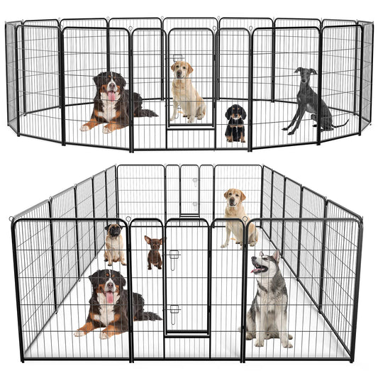 16 Panel Dog Playpen Indoor Pet Fence Exercise Yard Gate Heavy Duty Crates with Doors Metal Dog Pen