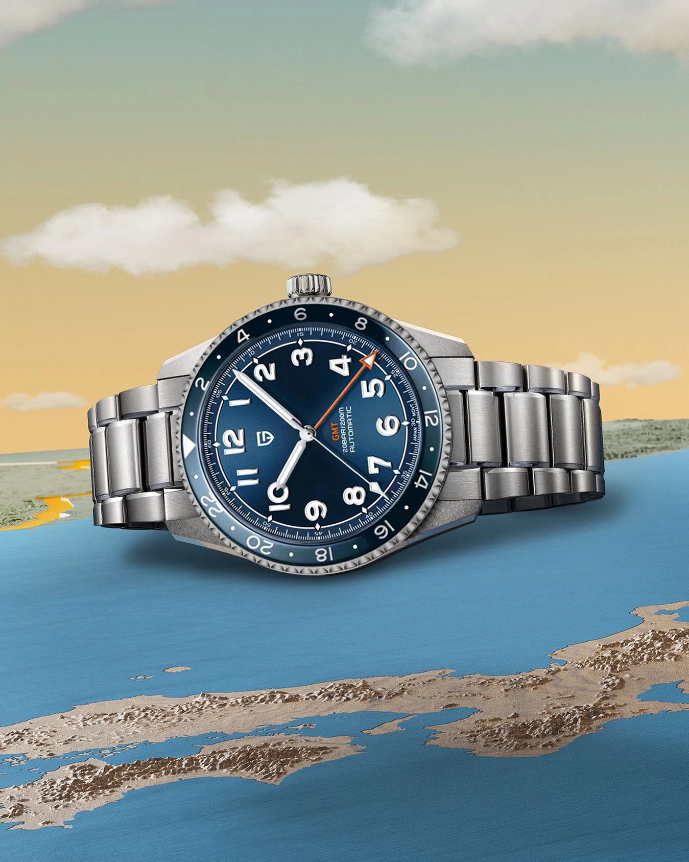 （Local delivery）PAGANI DESIGN 2025 New NH34 GMT Men's Automatic Mechanical Watch Stainless Steel Sapphire 20Bar C3 reloj hombre