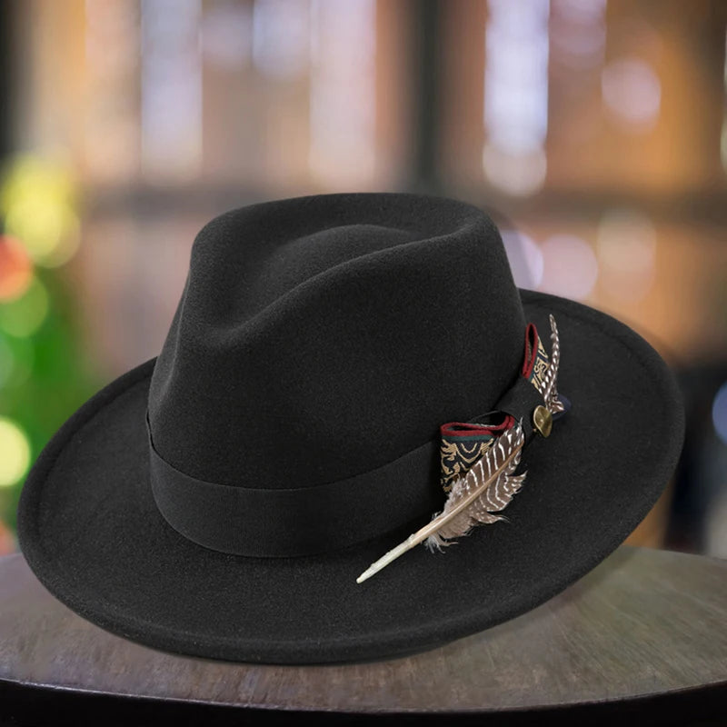 Unisex Classic Fedora Hat with Stylish Feather