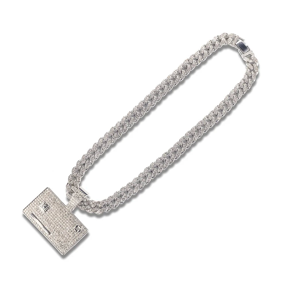 Man's Credit VISA Card Pendant With Zircon Miami Cuban Chain