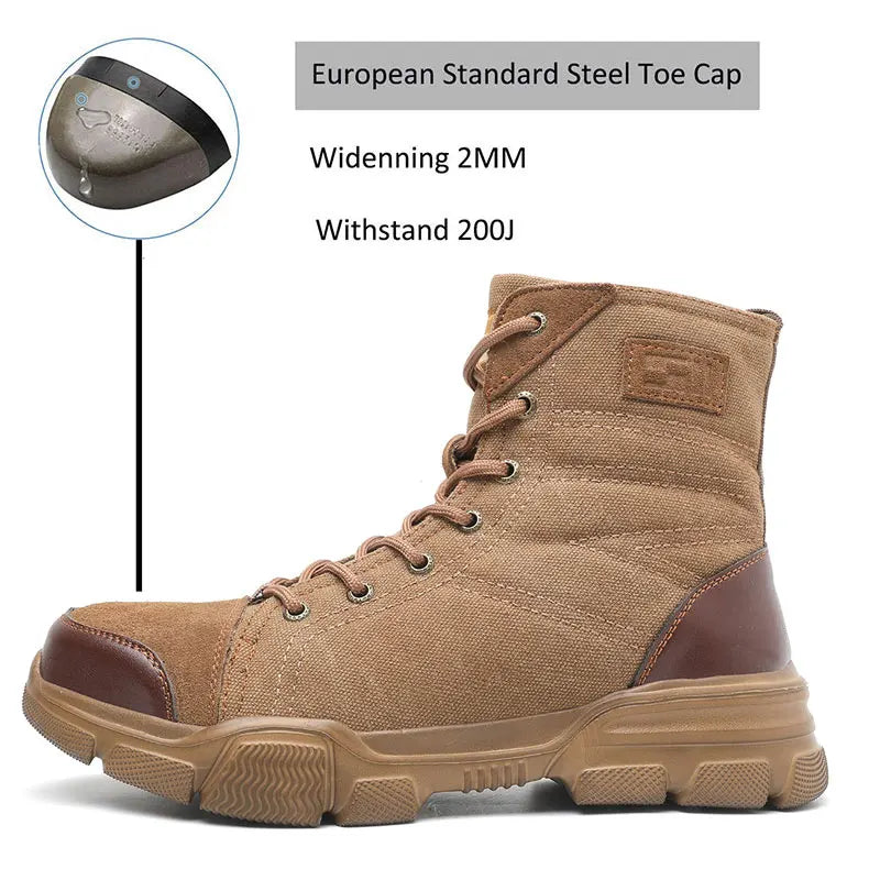 SUADEX Steel Toe Boots for Men Work Boots Indestructible Work Shoes Desert Safety