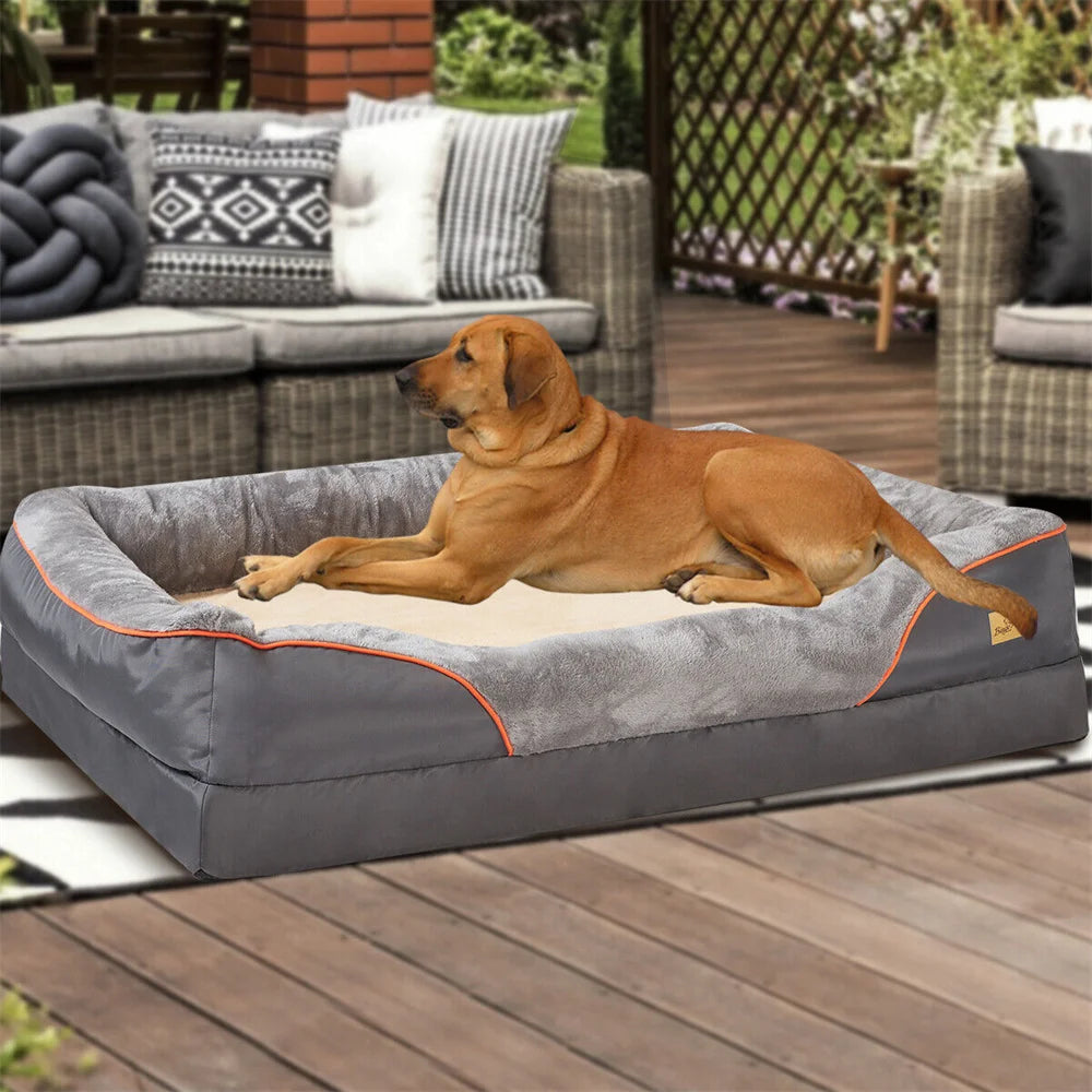 Jumbo Orthopedic Dog Bed Memory Foam Pet Sofa Couch Waterproof Cushion Warm  Bolster Couch Removable Cover