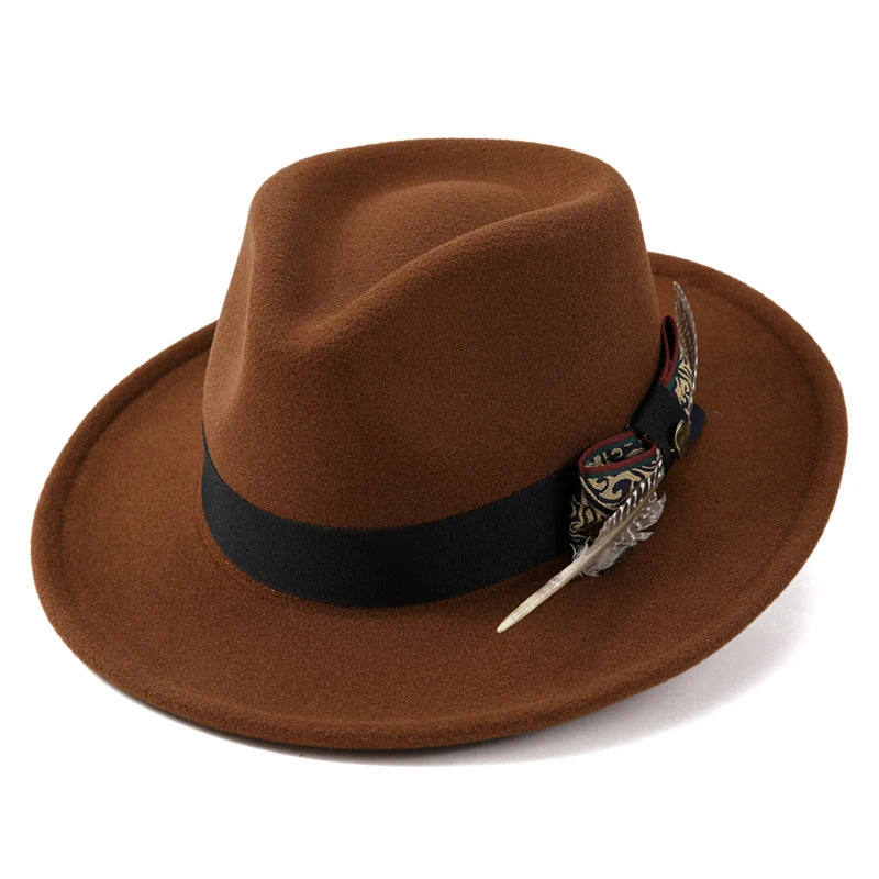Unisex Classic Fedora Hat with Stylish Feather