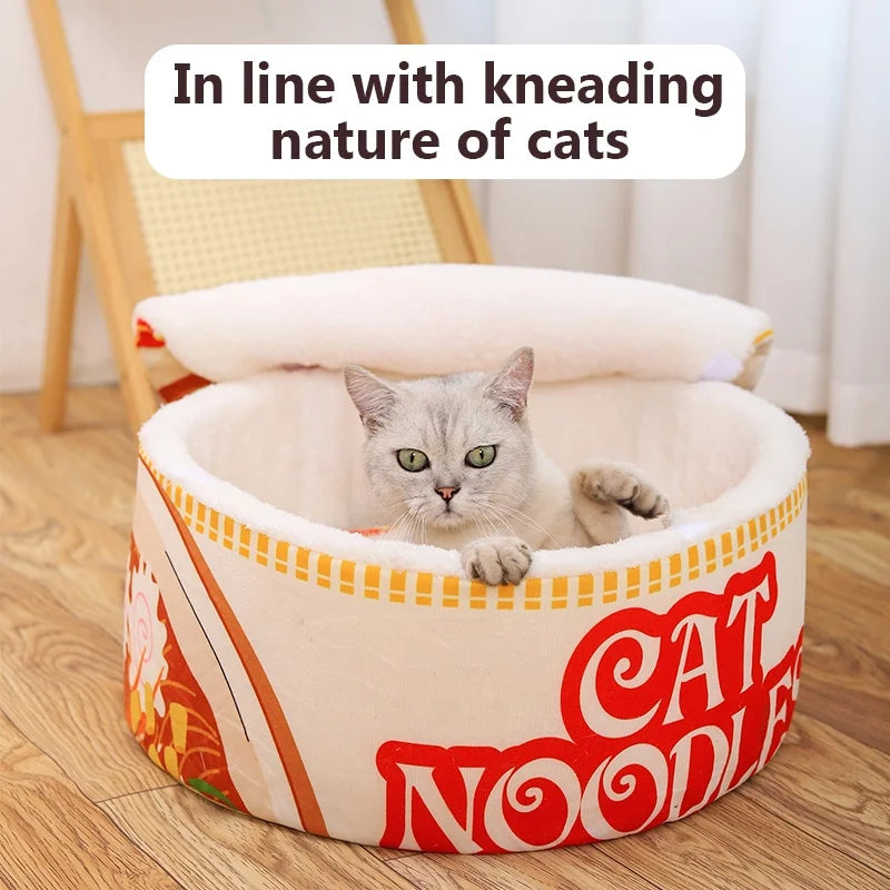 The New Winter Cartoon Ramen Cat Nest Love