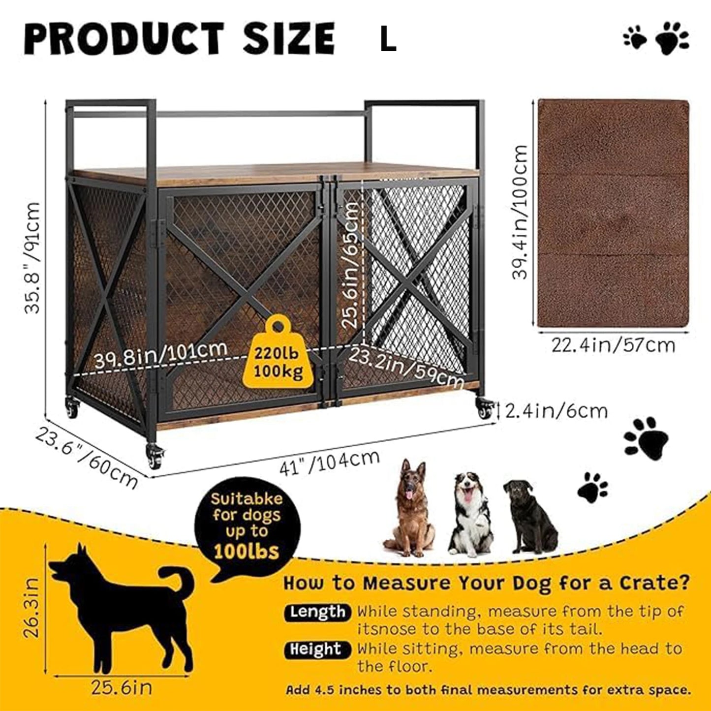 Large Wooden Dog Crate/ End Table