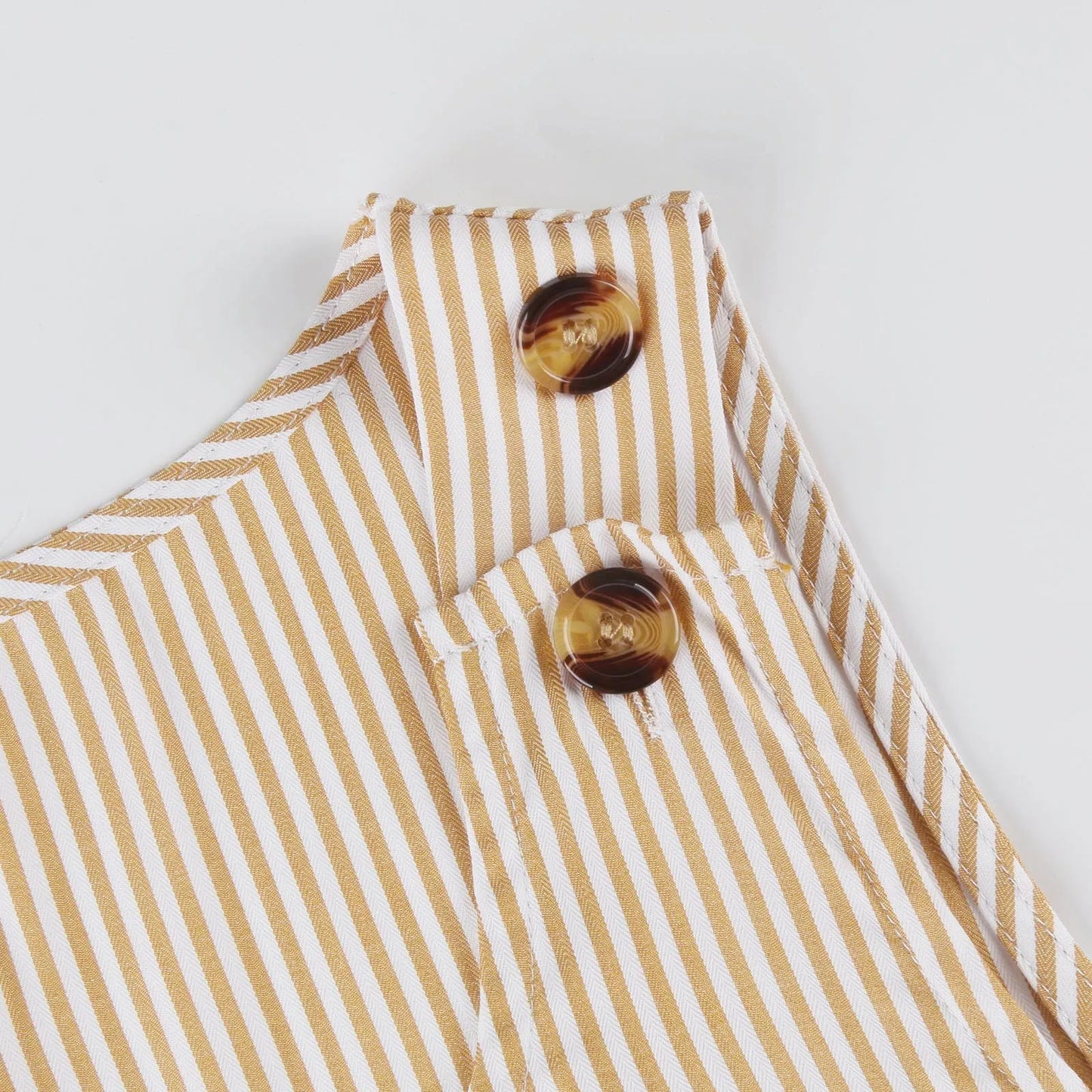 Summer Fashion Stripped Patchwork Commuting U-Neck Sleeveless Pockets