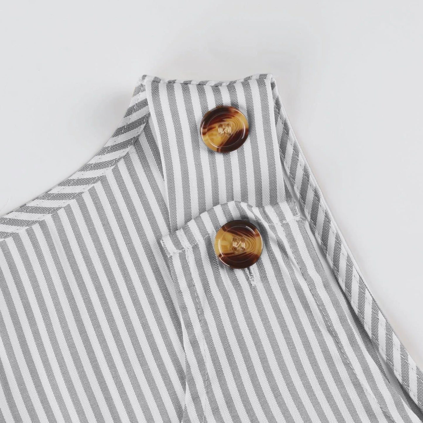 Summer Fashion Stripped Patchwork Commuting U-Neck Sleeveless Pockets