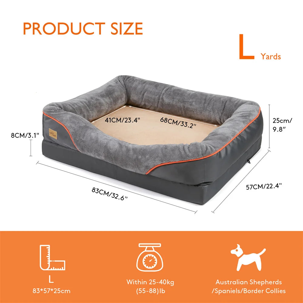 Jumbo Orthopedic Dog Bed Memory Foam Pet Sofa Couch Waterproof Cushion Warm  Bolster Couch Removable Cover