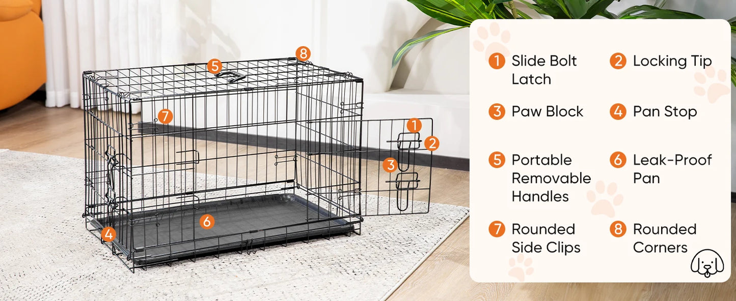 Double Door Folding Metal Wire Dog Cage