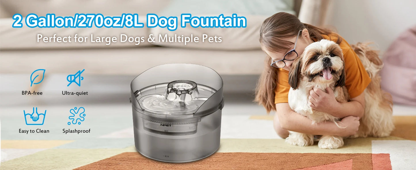 NPET DF30 Dog Water Fountain, 2 Gallon