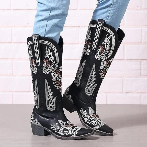 GIGIFOX Knee-High Boots Cowboy Boots For Women