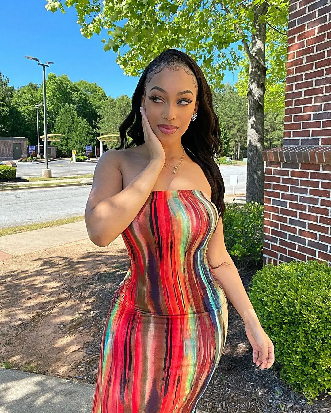 Summer Women's Colorful Tie Dye Print Off Shoulder Wrapped