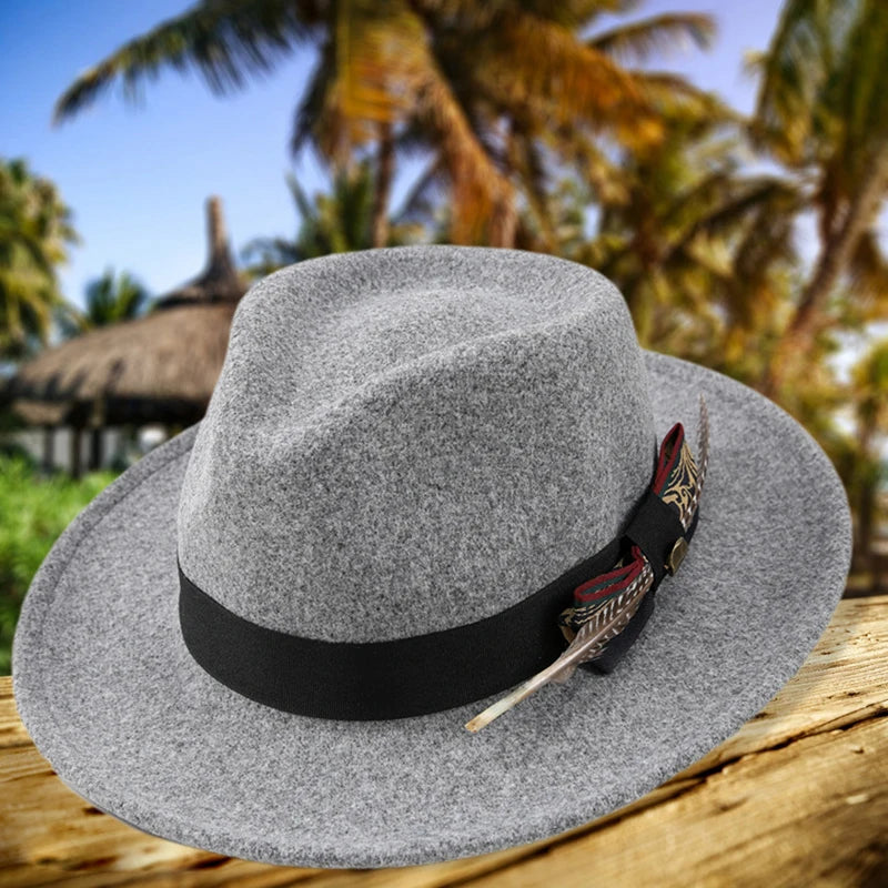 Unisex Classic Fedora Hat with Stylish Feather