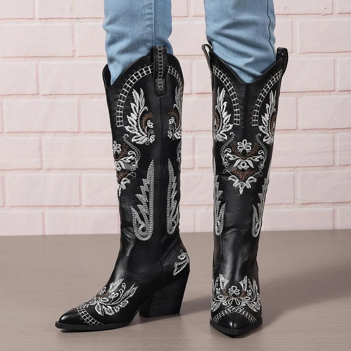 GIGIFOX Knee-High Boots Cowboy Boots For Women