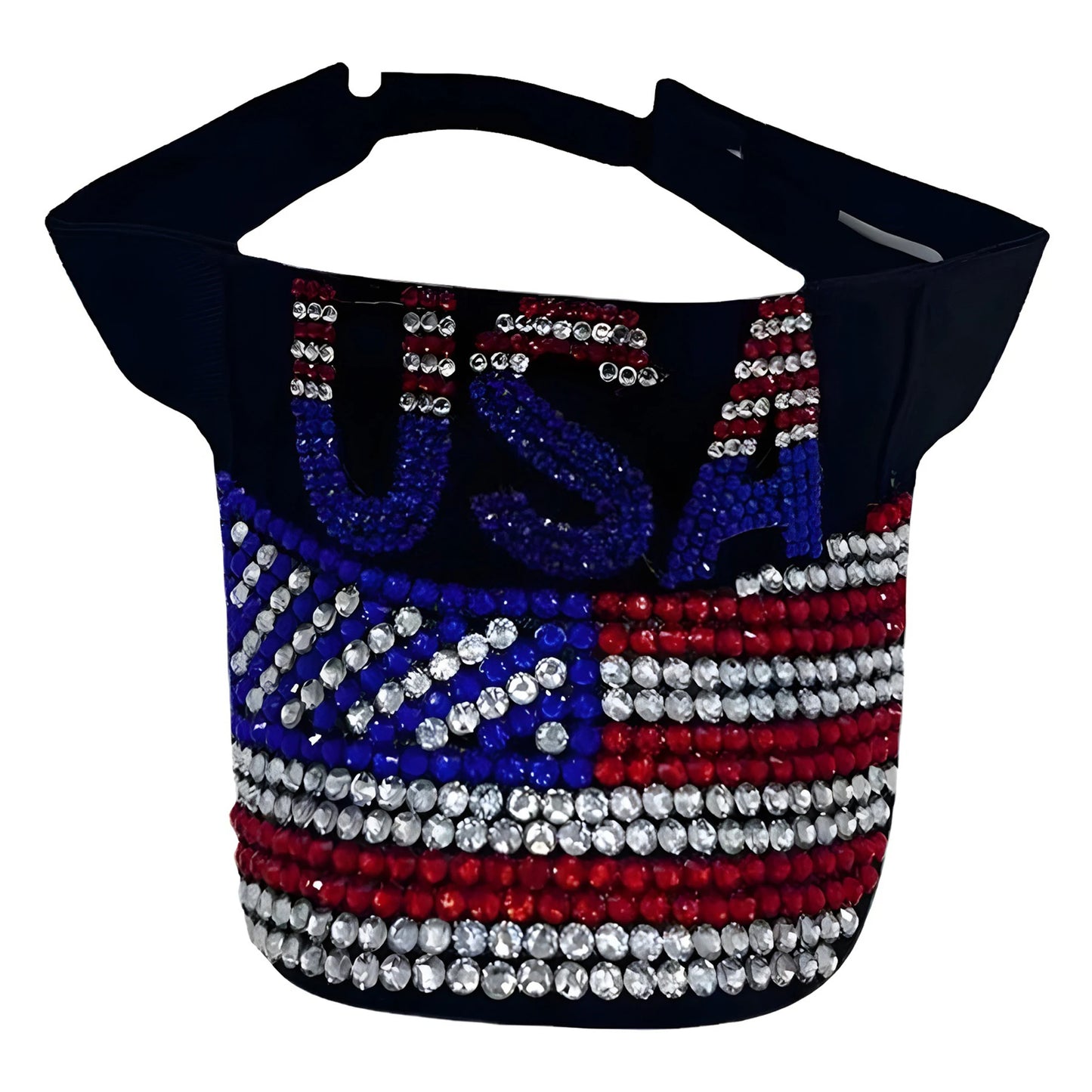 Stylish Women s Rhinestone Embellished Patriotic Sun Visor