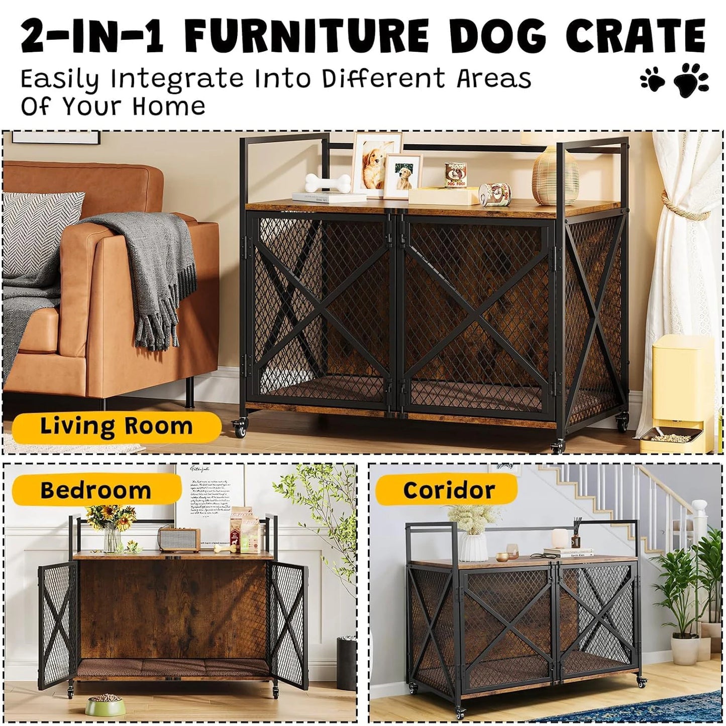Large Wooden Dog Crate/ End Table