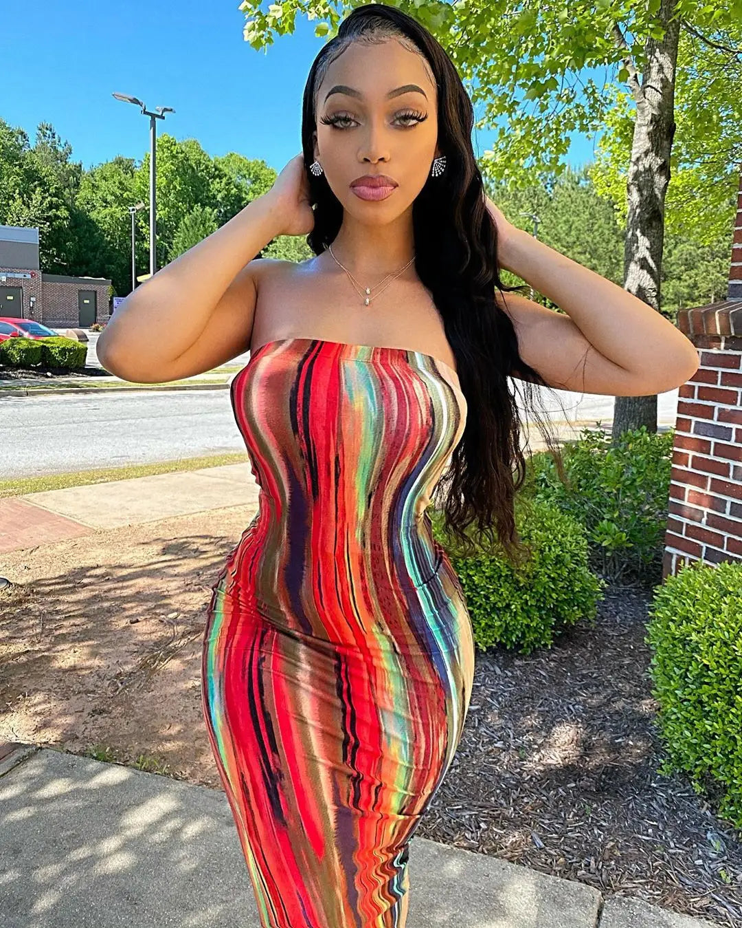 Summer Women's Colorful Tie Dye Print Off Shoulder Wrapped