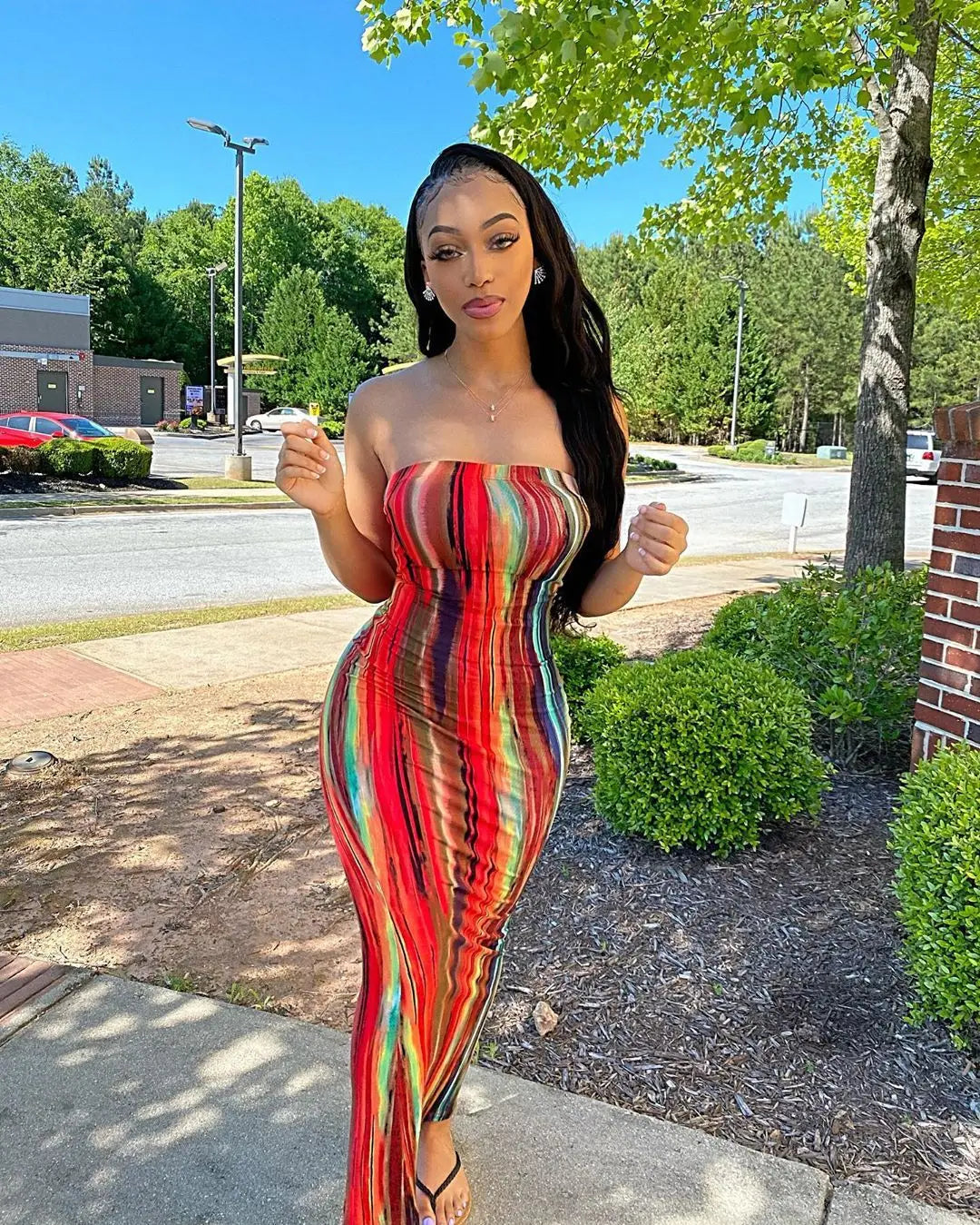 Summer Women's Colorful Tie Dye Print Off Shoulder Wrapped