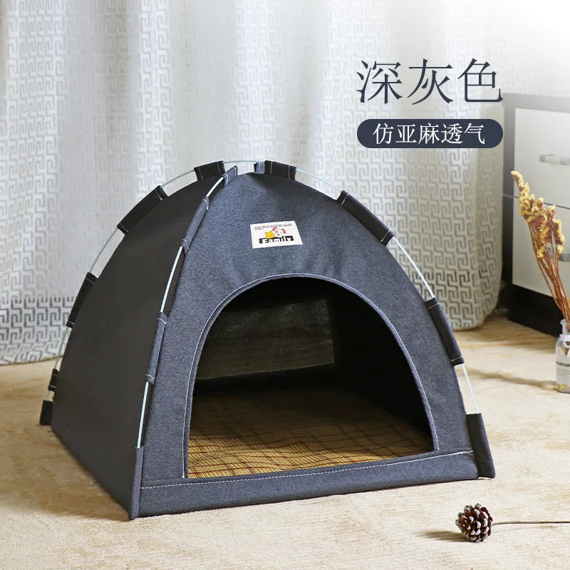 Pet Tent Bed Removable Cat Sofa Basket Canvas
