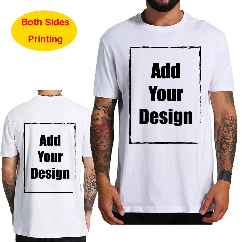 Custom T Shirt for Men Front Back Print Make Your Design Logo Text Gift made USA