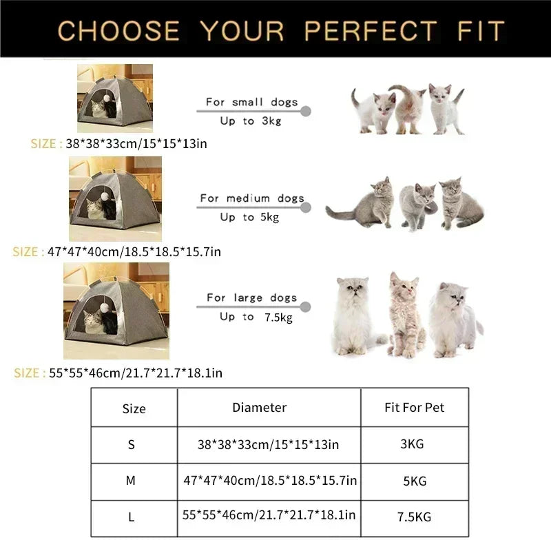 Pet Tent Bed Removable Cat Sofa Basket Canvas