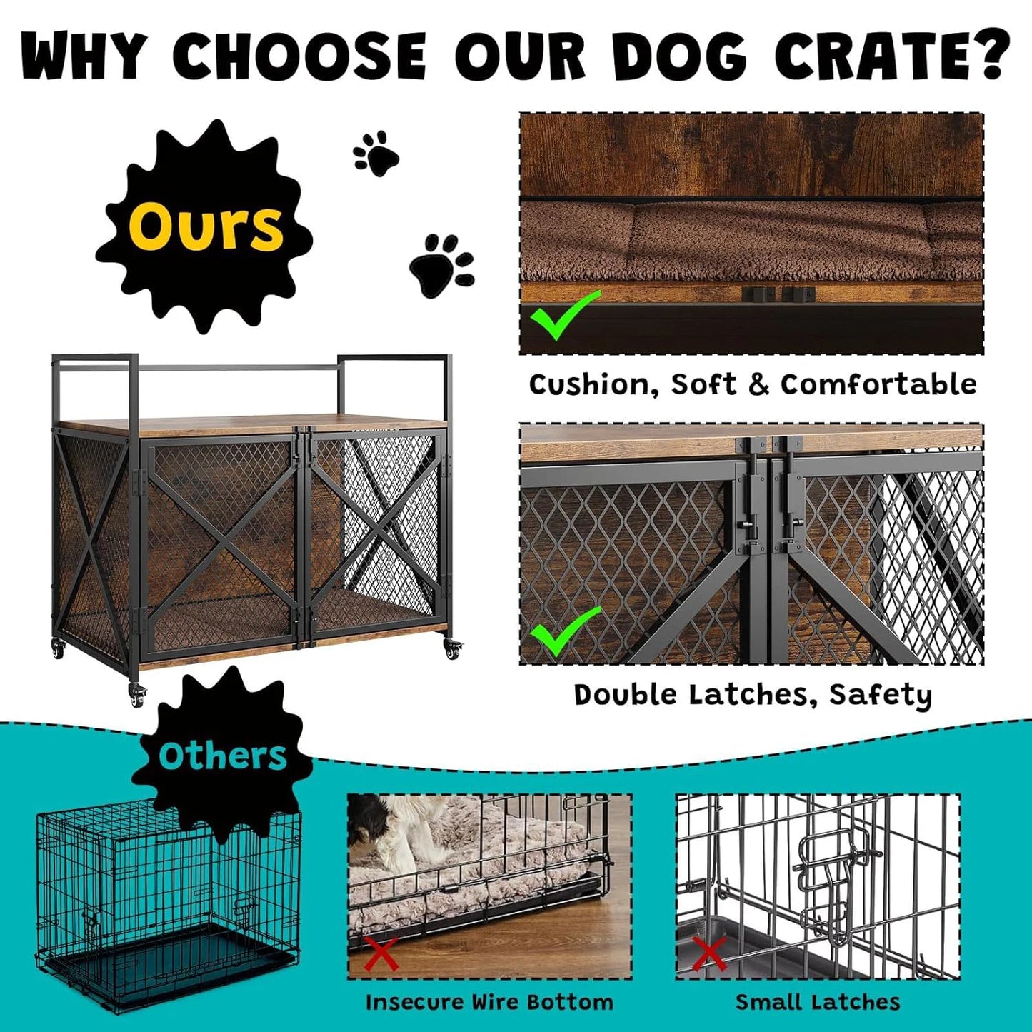 Large Wooden Dog Crate/ End Table