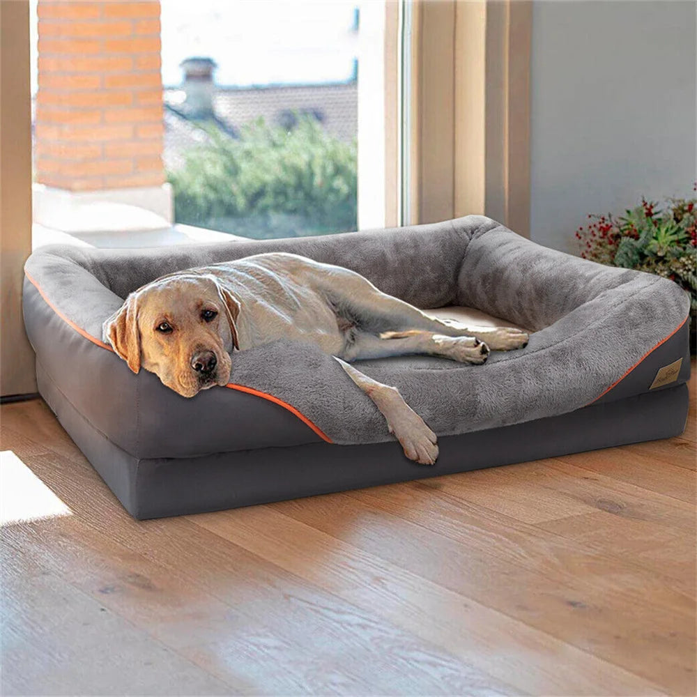 Jumbo Orthopedic Dog Bed Memory Foam Pet Sofa Couch Waterproof Cushion Warm  Bolster Couch Removable Cover