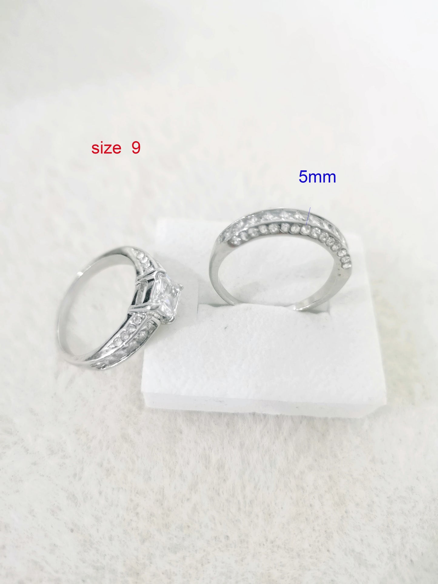 2pcs/set Alliance Engagement Wedding Rings