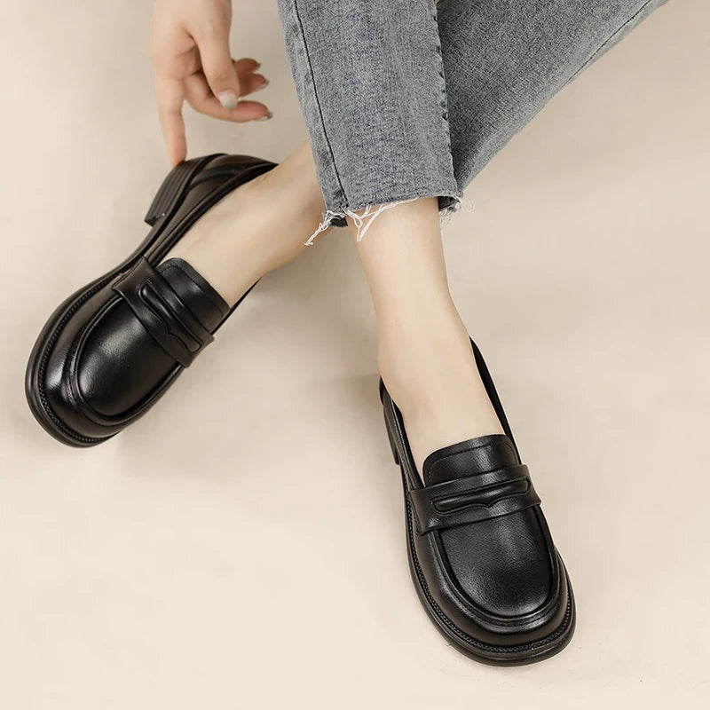Women's Casual Loafers Slip On Leather Shoes