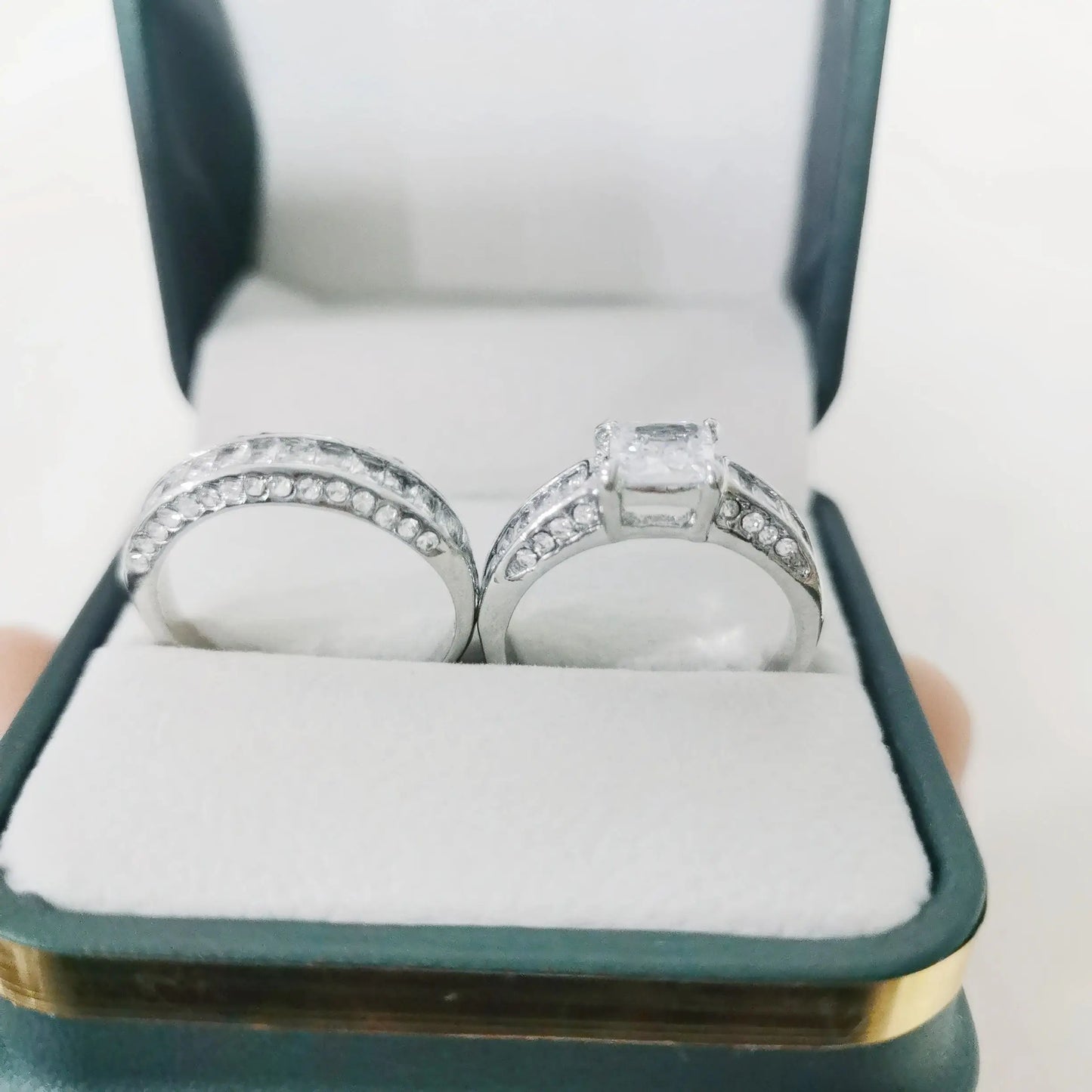 2pcs/set Alliance Engagement Wedding Rings