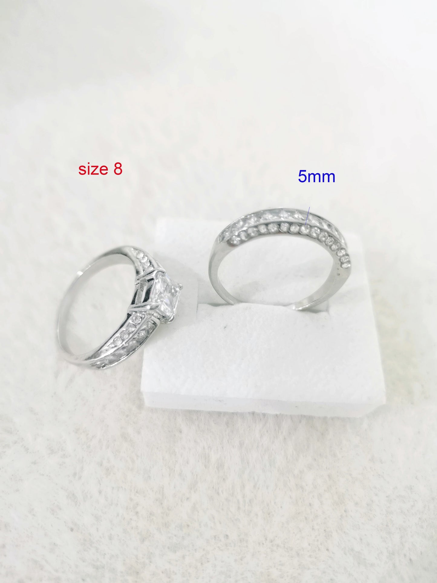 2pcs/set Alliance Engagement Wedding Rings