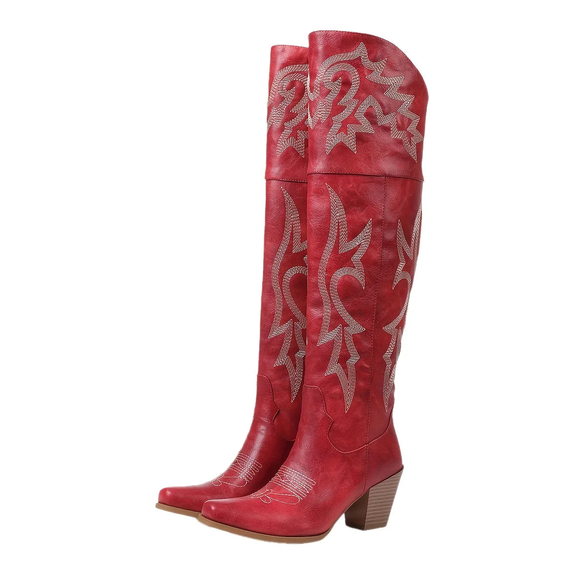 GIGIFOX Over the Knee Boots with Chunky Heel, Side Zipper